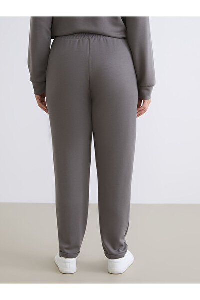 LC Waikiki Gray Plus Size Women's Sweatpants with Elastic Waist