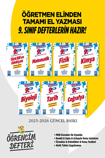 Murat Yayınları 9. Sınıf Öğrencim Defteri Ful Set Tamamı El Yazmalı 2025-2026...