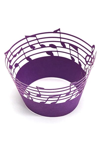 Generic Young Wolf 50x Music Notes Cupcake Topper Wrappers Case (Purple)