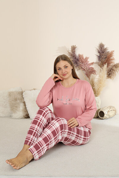 SEBOTEKS Sandy Soft Thermal Fabric Large Size Winter Women's Pajama Set 8050