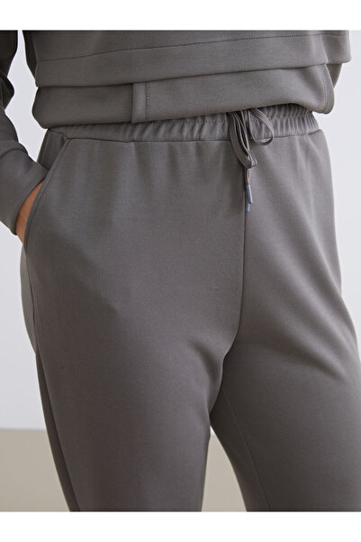 LC Waikiki Gray Plus Size Women's Sweatpants with Elastic Waist