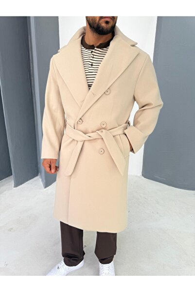 Combineman35 Men's Double-Breasted Belted Cashmere Coat