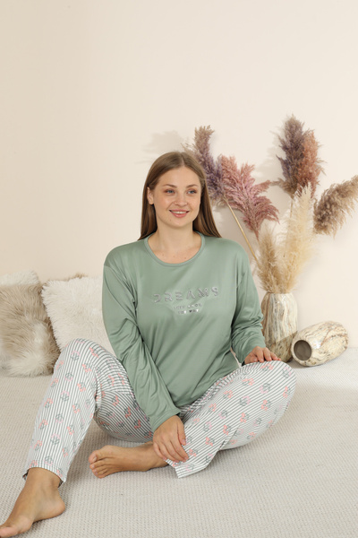 SEBOTEKS Sandy Soft Thermal Fabric Large Size Winter Women's Pajama Set 8050