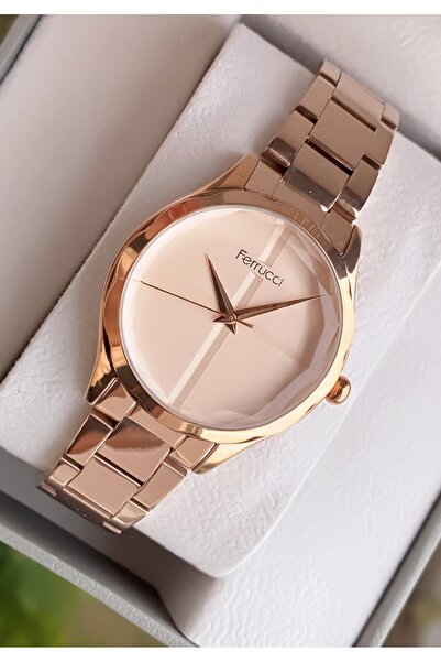 Ferrucci Women's Wristwatch – Rose Gold Steel Band, Crystal Cut Glass, Star Figured Bracelet Gift
