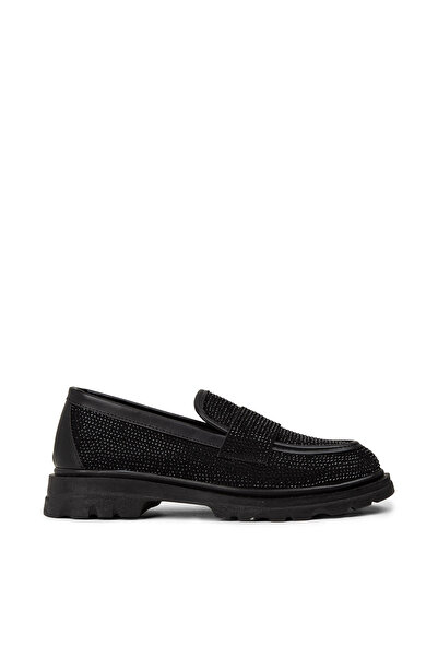 Deery Women's Black Stone Loafer Shoes