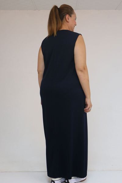 Eslina 42050 Plus Size Modal Sleeveless Dress - Navy Blue