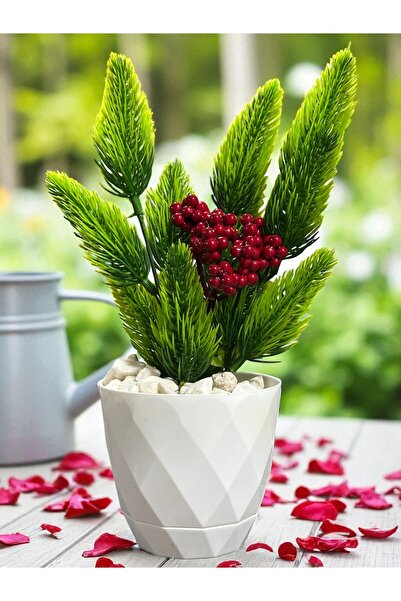 Lilac Home Yapay Yeni Yıl Özel Beyaz Saksılı Kokinalı Çam Bitkisi
