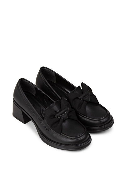 Deery Women's Black Bow Detailed Loafer Shoes