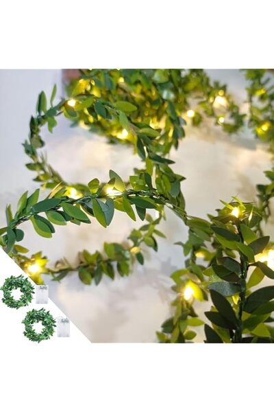 Generic 2PCS Fairy String Lights, 2m 20 LED Vine Lights with Green Leaf Garla...