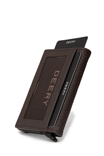 Deery Genuine Leather Brown Mechanism Horizontal Men's Wallet