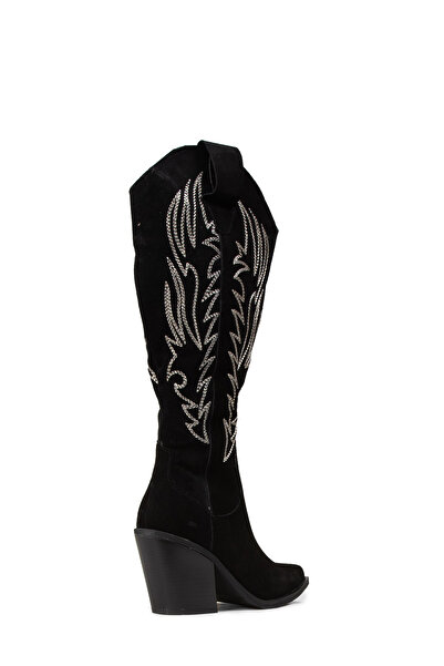 Deery Women's Genuine Suede Black Western Boots