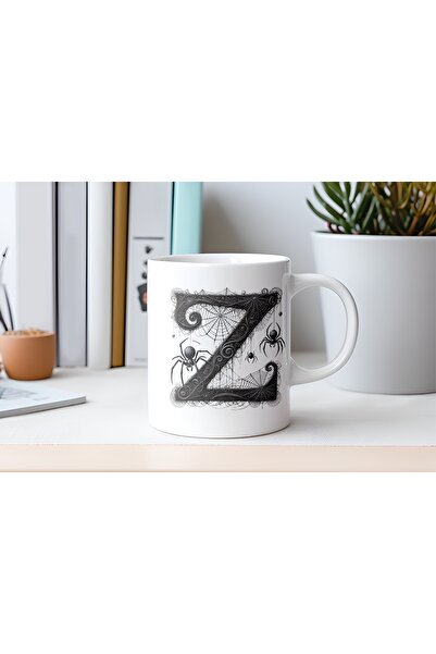 Beramussa كوب بتصميم حرف Z على شكل عنكبوت وشبكات العناكب - هدية خاصة للهالوين