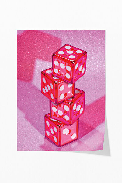 Ayabak Çerçevesiz Poster Tablo Zar Desenli - Hediyelik - Duvar Posteri - Hedi...