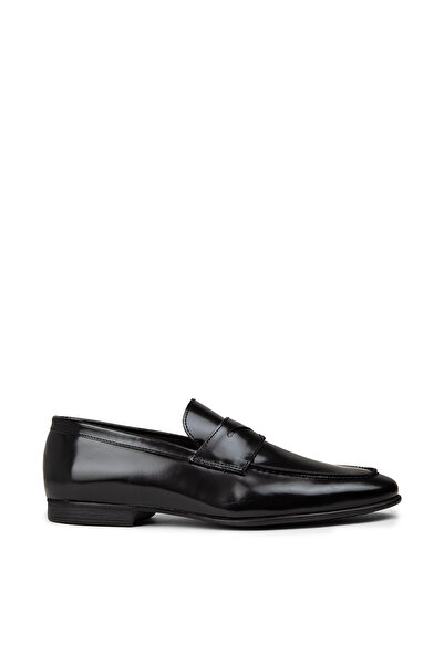 Deery Men's Genuine Leather Black Loafer Shoes