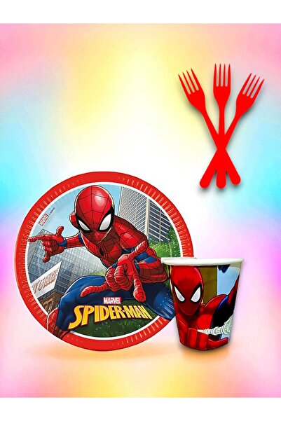 partylady مجموعة أدوات تقديم الطعام ذات الطابع الخاص بسبايدر مان تتسع لـ 24 ش...