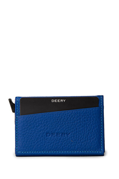 Deery محفظة رجالية أفقية من الجلد الطبيعي باللون الأزرق