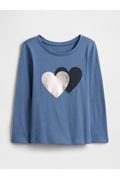GAP Kız Bebek Mavi Grafik Baskılı T-Shirt