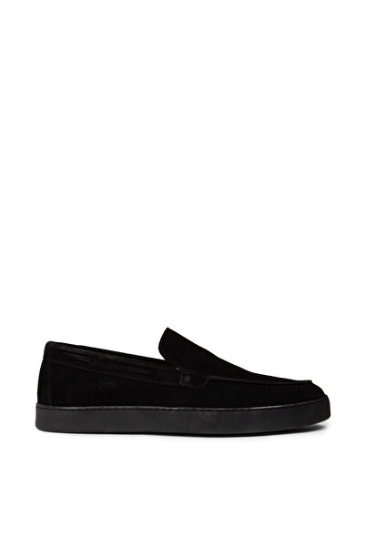 Deery Men's Genuine Suede Black Loafer Shoes