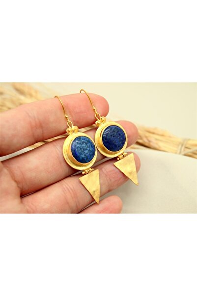 alpsilverart El İşi Doğal Lapis Taşlı Gümüş Küpe |Otantik Kadın Takı 925 Ayar