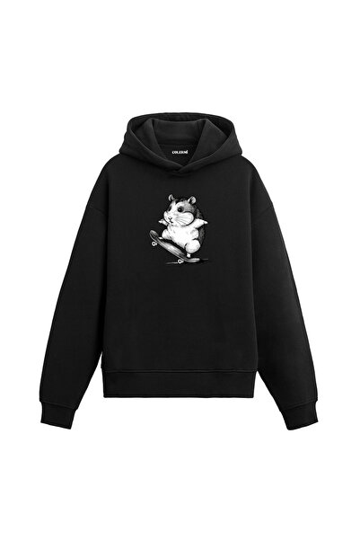 Colermi هودي مطبوع عليه تصميم شخصية الهامستر الذي يركب لوح التزلج، ممتع للجنسين