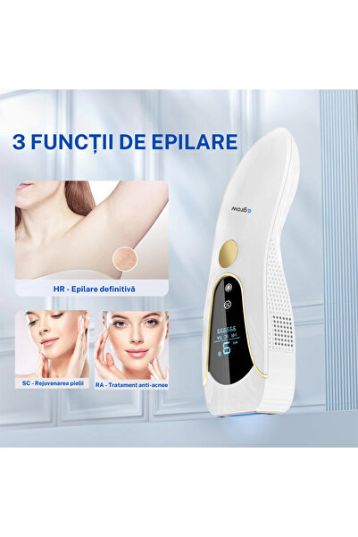 eGROW IPL epilator eGROW® PRO SOFT SKIN, 9 Steps, 999,999 pulses, face, body, armpit, groin, White