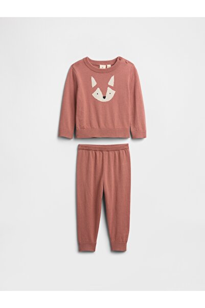 GAP Bebek Pembe Grafik Baskılı Sweat Set