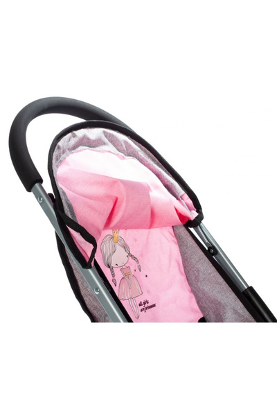 MalPlay Little Princess doll stroller pink-gray