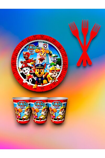 partylady مجموعة أدوات تقديم الطعام ذات الاستخدام الواحد بتصميم باو باترول تت...