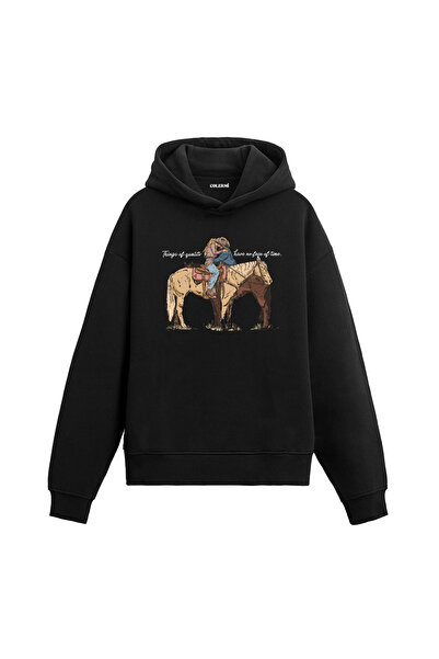 Colermi هوديي بقلنسوة للجنسين بتصميم رجل يجلس على حصان رعاة البقر مطبوع على ا...