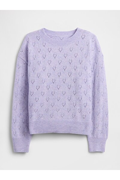 GAP Kız Bebek Lila CashSoft Pointelle Bisiklet Yaka Kazak