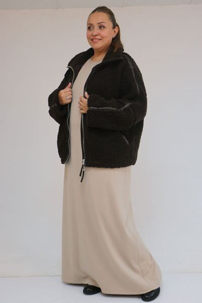 Eslina 42050 Plus Size Modal Sleeveless Dress - Beige