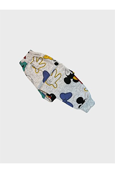 ALİŞ KİDS طقم بيجامة شتوية للأولاد من القطن المزخرف باللون الرمادي بأكمام طويلة