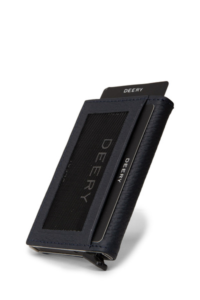 Deery Genuine Leather Navy Blue Mechanism Horizontal Men's Wallet