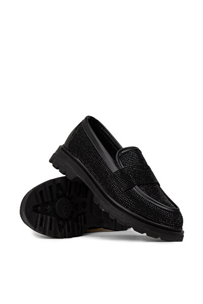 Deery Women's Black Stone Loafer Shoes