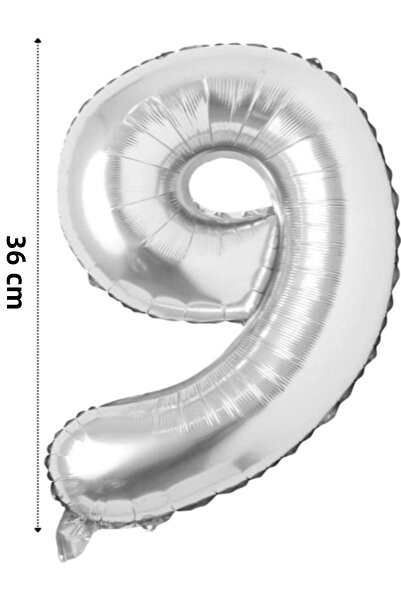 Çınar Aksesuar Foil Balloon Number Helium Balloon 36 cm Silver Color - Birthd...