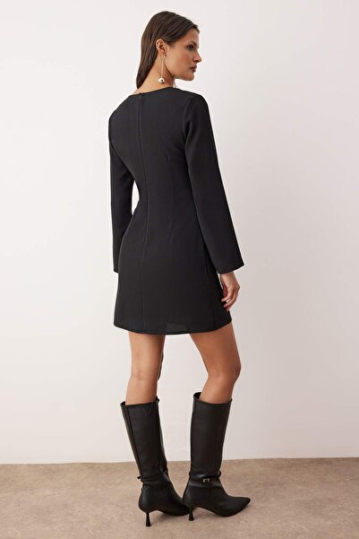 Trendyol Collection Black A-Line Accessory Detail Short / Mini Woven Dress Twoaw26El00268