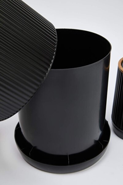 TRENDYOLMİLLA HOME 2 τμχ Πλαστικό ξύλο εμφάνισης Λεπτομερές σετ μπάνιου με κάδο απορριμμάτων και βούρτσα TPHSS25BST00000