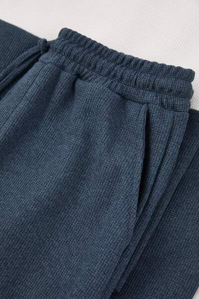 Trendyol Collection Indigo Regular Cut Color Block Textured Knitted Pajamas Set Tmnaw26Pt00027