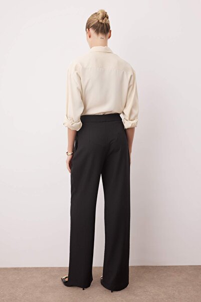 Trendyol Collection Black Wide Leg High Waist Pants Twoaw26Pl00036