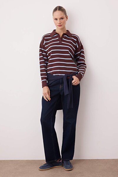 Trendyol Collection Необходими елементи от гардероба Кафяв пуловер с поло яка от висококачествена/специална прежда | TWOAW26KZ00060