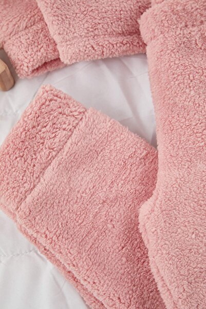 TRENDYOLKIDS Pink Mini Me Plush Knitted Girl's Pajama Set Tkdaw26Pt00014