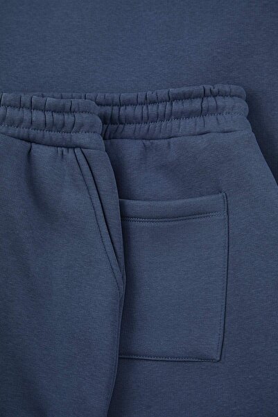 Trendyol Collection Σετ αθλητικής φόρμας μεγάλου μεγέθους Indigo Oversize/Φαρδιά κουκούλα με φλις εσωτερικά TMNAW25TS00000