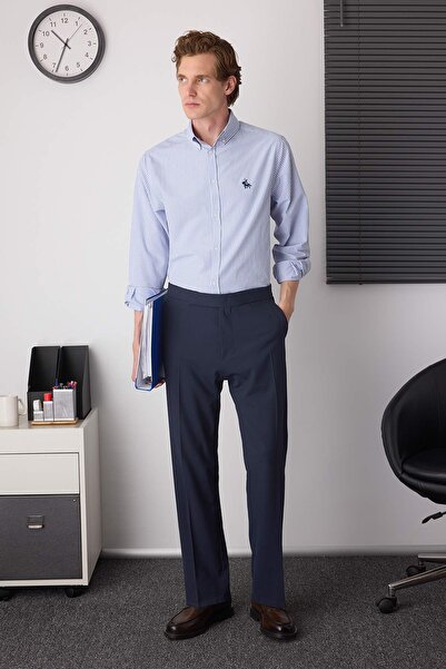 Trendyol Collection Сині чоловічі штани нового італійського крою TMNAW26PL00016