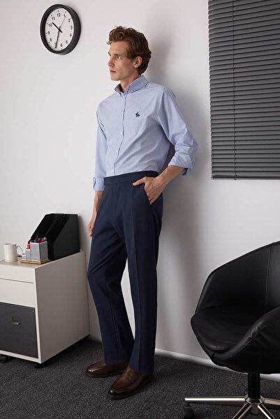 Trendyol Collection Navy Blue Men's New Italian Cut Fabric Trousers Tmnaw26Pl00016