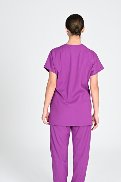 BAŞAK Uniformă de spital pentru asistentă medicală și medic, din bumbac, lycra, unisex, cu mâneci liliac