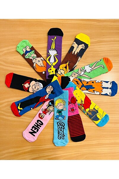 AL Bİ 90LIK Seç-beğen 10 Çift Pamuklu Renkli Soket Çoraplar