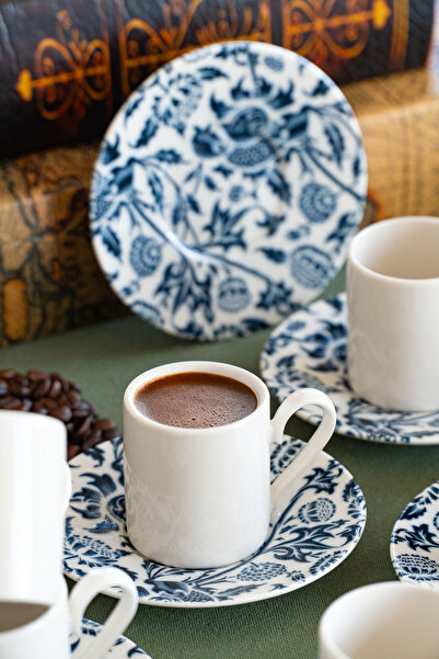 Heda Porselen Nilüfer 12 Parça 6 Kişilik Porselen Kahve Fincan Takımı