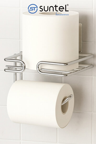 SUNTEL BANYO VE MUTFAK AKSESUARLARI Yapışkanlı Tuvalet Kağıtlığı - Yedekli Ba...
