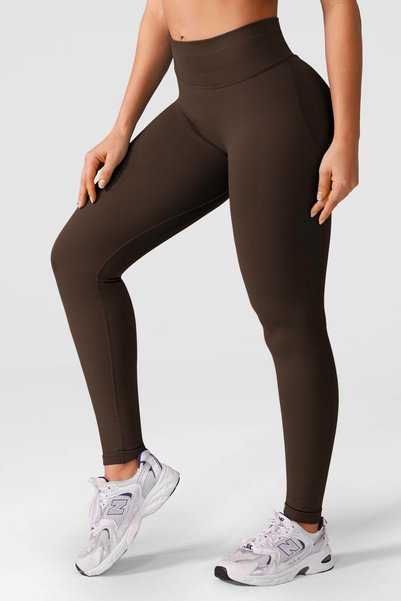 quitaly LUNA Ruched Seamless Shaping Stitch-Free Push-Up Sports Leggings - Brown