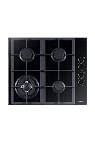 Samus Built-in hob PSG-64SG4, 4 burners, cast iron grates, electric ignition, black glass